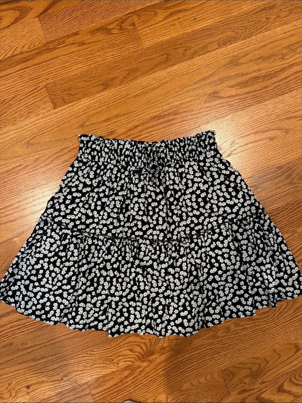 Navy Floral Tiered Skirt